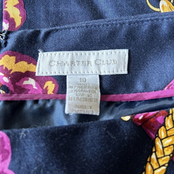 CHARTER CLUB Women’s Navy, Pink, Gold Straight Pencil Lined Cotton Skirt Size 10 - Picture 7 of 7